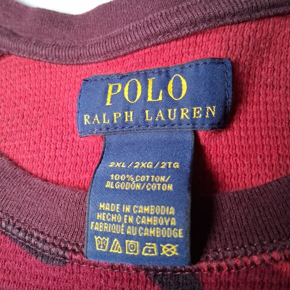Polo Ralph Lauren Thermal Shirt Men 2XL Maroon Red Camo Camouflage Raglan - Picture 7 of 11